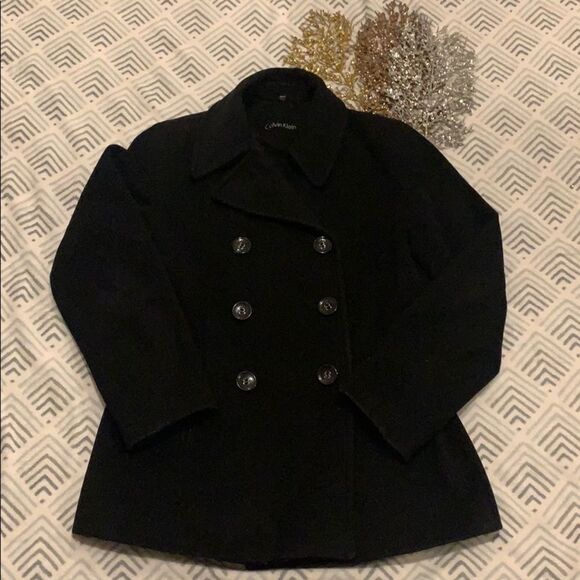 🔥CALVIN Klein Double Breasted Wool Cashmere Pea Coat🔥 - Picture 3 of 11